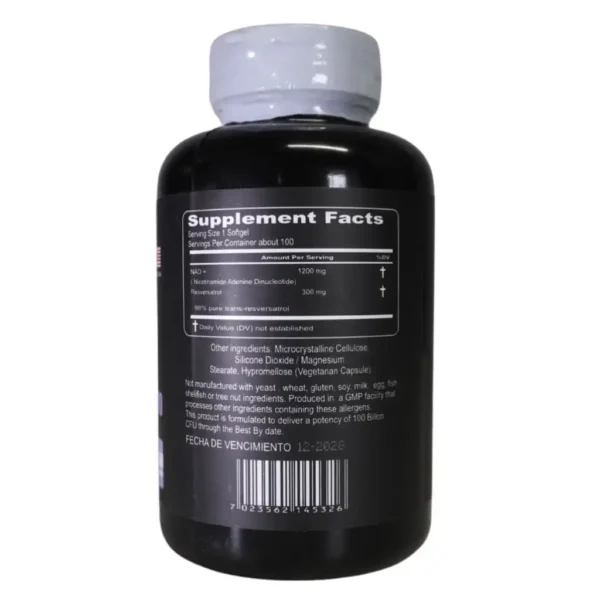 Resveratrol + NAD 1500 Mg 100 Cap Premium Dietary Supplement - Imagen 2